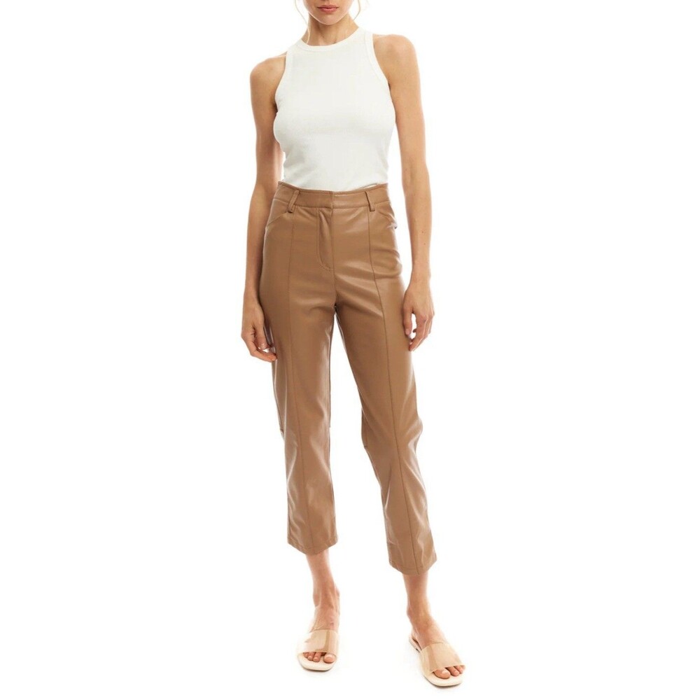 LBLC The Label Vegan Leather Pants XS Cropped Black High Rise Chic Revolve